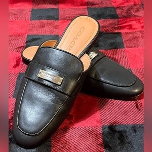Coach Leather Shea Slide, Black and Tan, Women’s Size: 8B